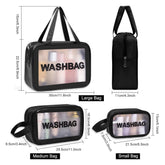 SHAMAX® 3-in-1 Makeup Pouch Wash Bag Set – Waterproof Toiletry & Cosmetic Pouches for Women – Multipurpose Makeup Organizer with Zipper Closure – Portable & Durable (Black)